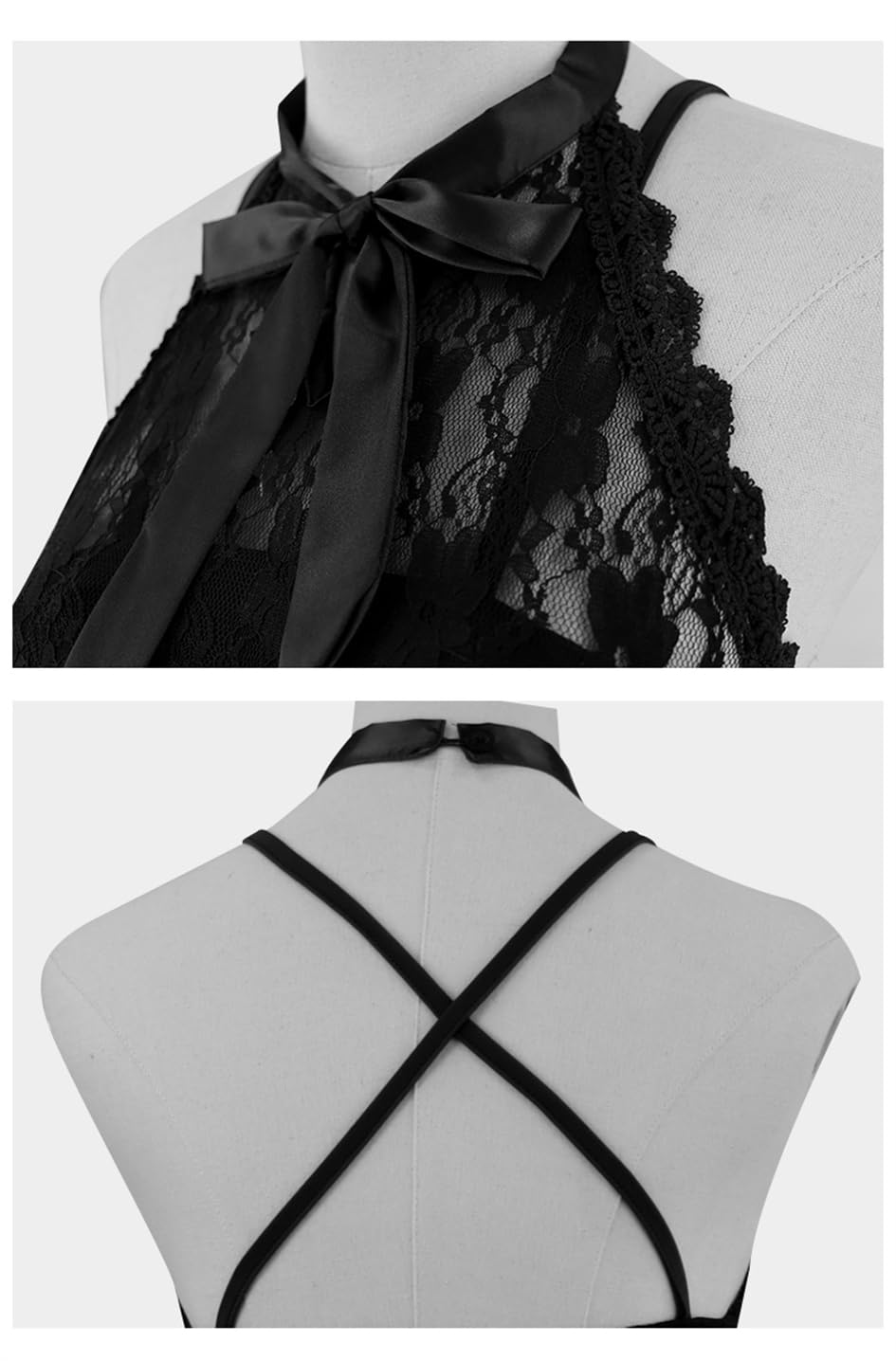 Women's Sleeveless Gothic Lace Dress with Corset Halter Lace Swing Cocktail Dress Purple Small