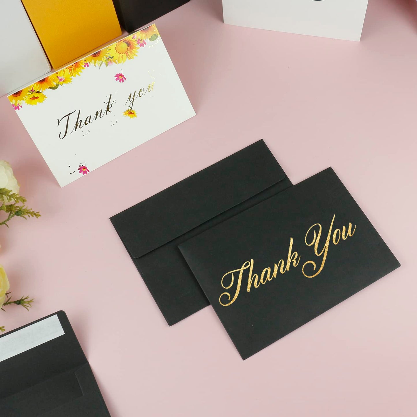 YINUOYOUJIA 50 Packs of A7 envelopes for invitation, 5x7 envelopes for Cards-Self Seal, Square Flap, Great for Wedding, Baby Shower, Mailing, Birthday Party (black)