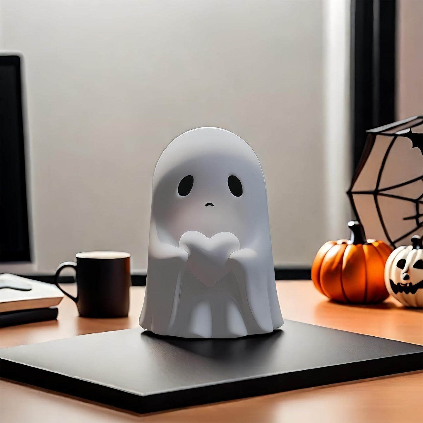 ZUZIF Halloween Ghost Figurine - Spooky Resin Statue, Cute Finger Ghost Ornaments, Perfect for Indoor & Porch Decor (C)
