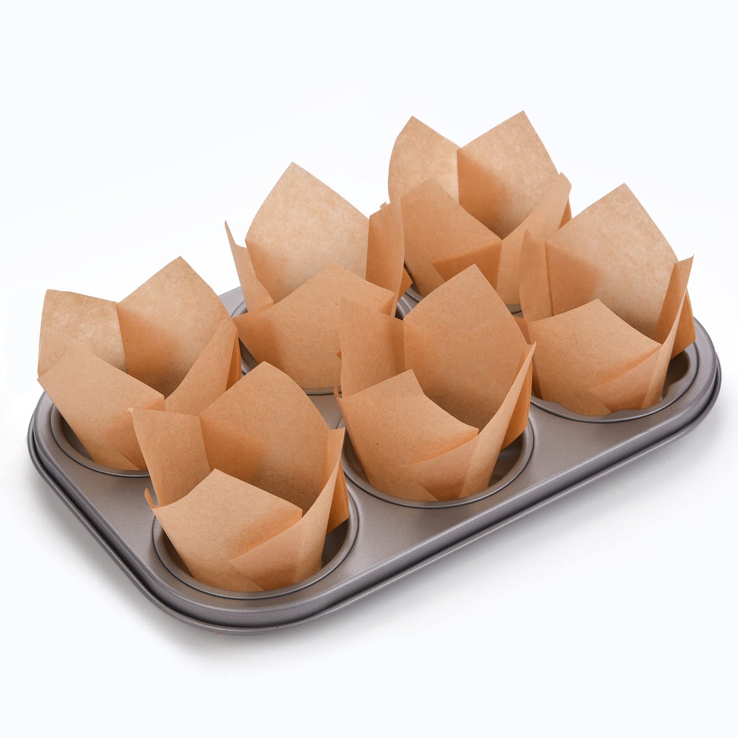 200Pcs Tulip Cupcake Liners Muffin Baking Liners Holders Premium Baking Cups Cupcake Wrappers Christmas Cupcake Lliners for Weddings, Birthdays, Anniversaries, and Special Occasions(Natural)