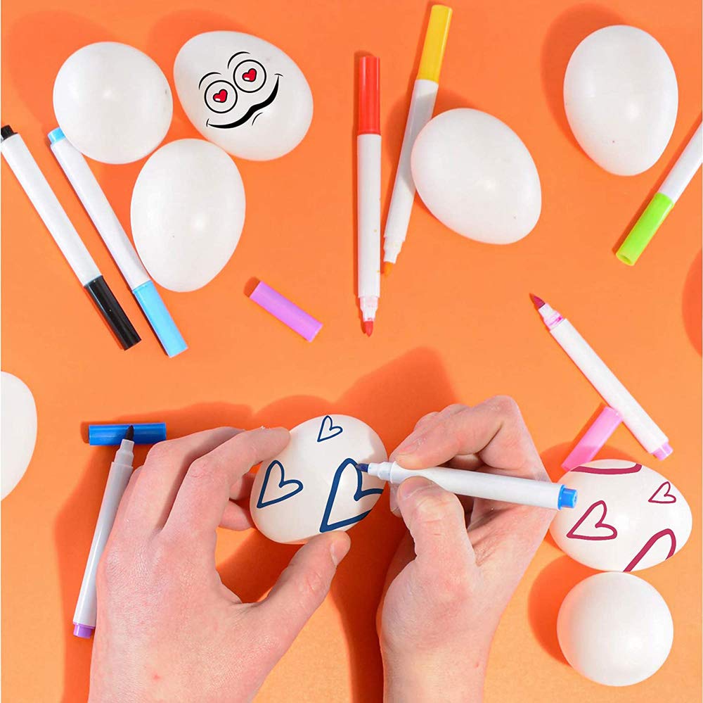YTYKINOY 30pcs 2-3/8" Blank White Plastic DIY Easter Eggs