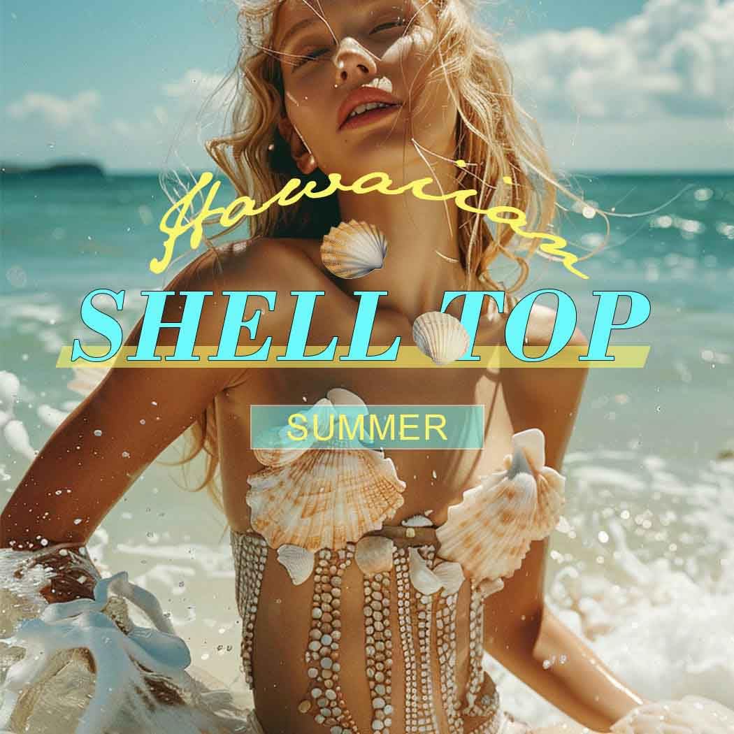 Zoestar Shell Bra Mermaid Seashell Bikini Top for Women (White)