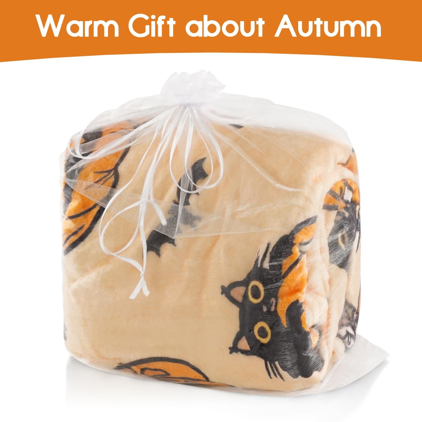 Yiyhuxf Halloween Blanket,Fall Halloween Black Cats Pumpkins Bats Spiders Fleece Blankets, for Women Flannel Throw Blanket for Home Living Room Couch Bed Chair or Dorm Decor 60"x50"