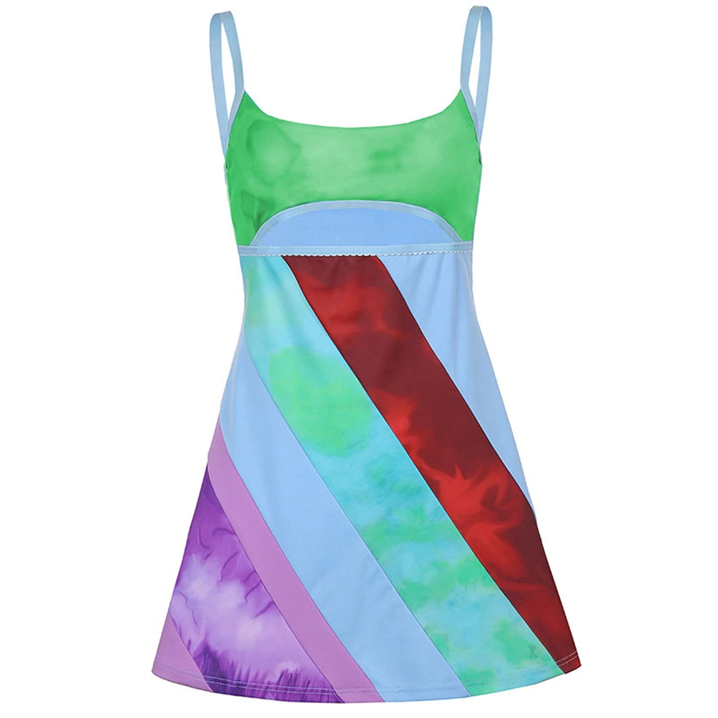 Women's Vintage Print Semi-Sheer Sheath Dress 2004s Fashion Bodycon Mini Slip Dress Retro Bandana Print Fitted Strap Dress (Green, S)