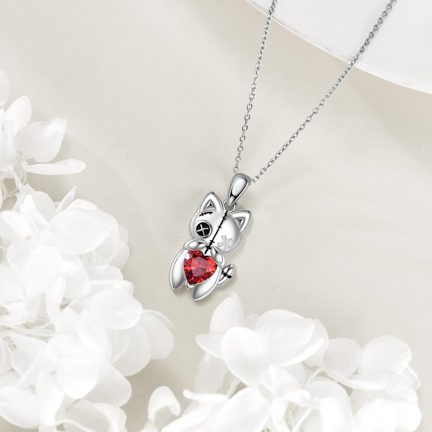 YFN Voodoo Cat Necklace Sterling Silver Gothic Pendant Witch Jewelry Witchy Gifts for Women