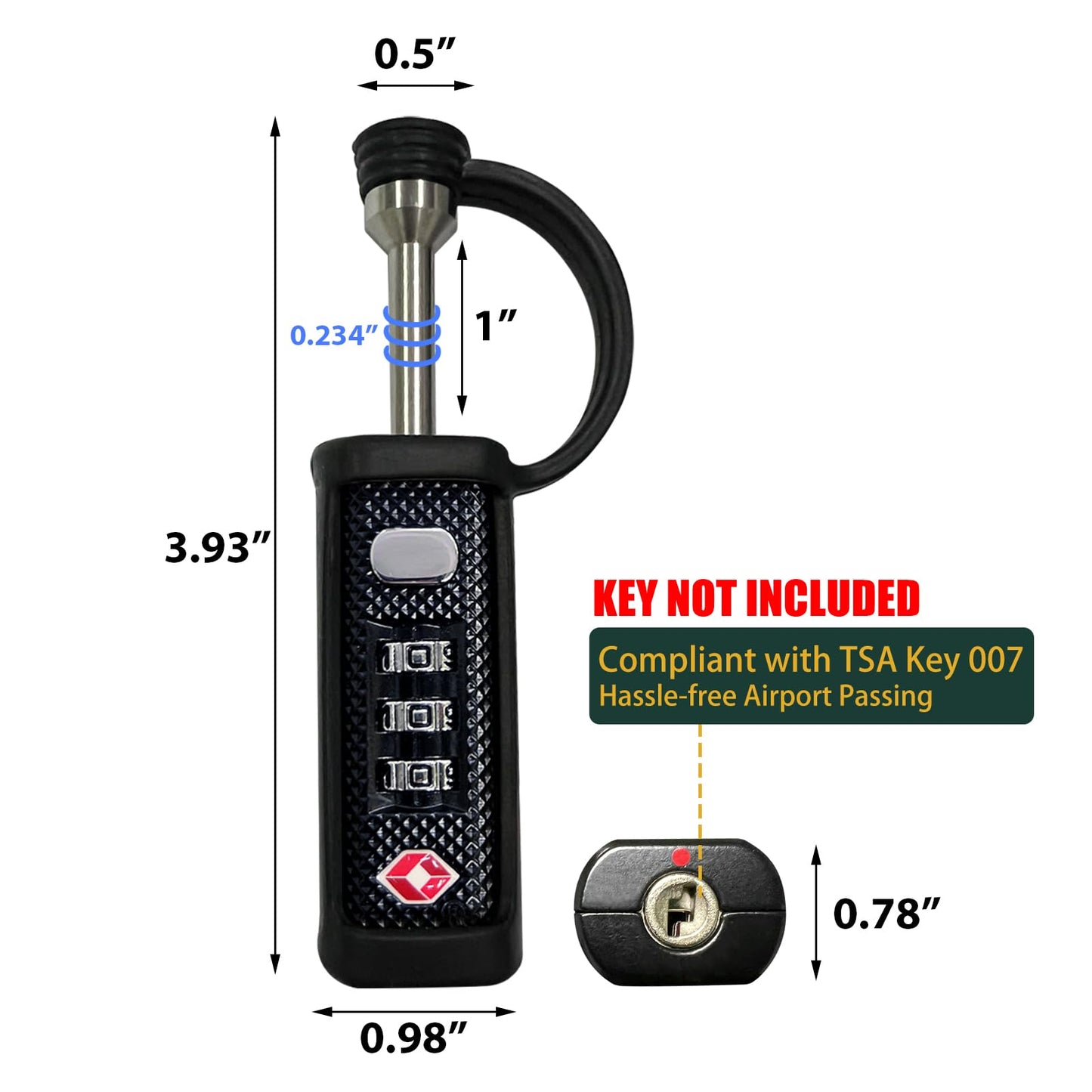 LAFENLIN Gun Case Locks 2 Pack, TSA Approved Case Locks for Gun Case, Handgun Cases Padlock for Gun Safe, Air Travel Lock Hard Pistol Cases Lock for Rifles and Shotguns, 3 Digits Heavy Duty TSA Locks