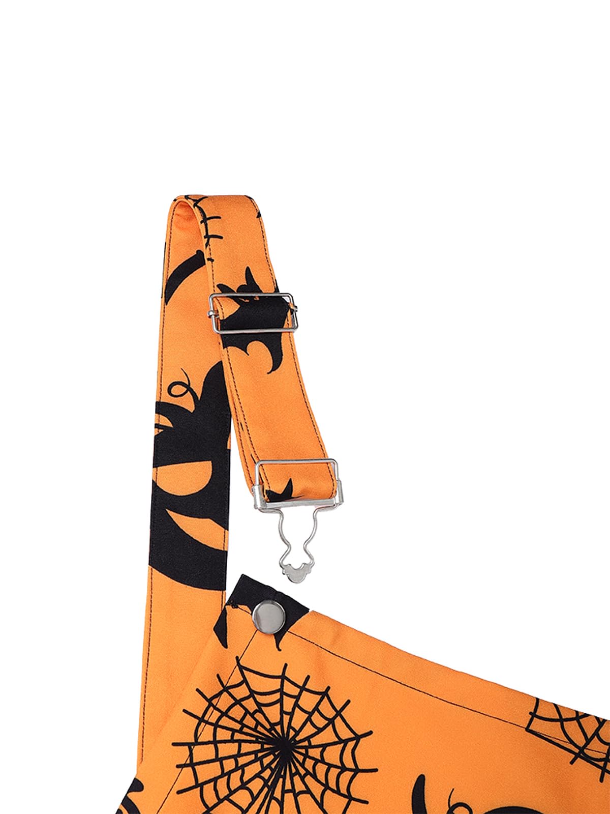 YOINS Women's Pumpkin and Ghost Print Overall Dress Suspender Skirt Pinafore Dresses Pumpkin Orange X-Large