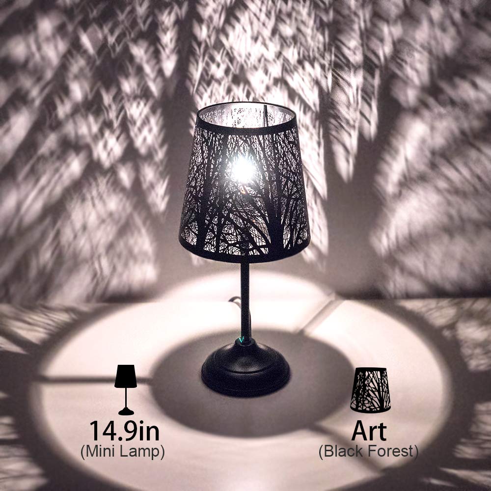 ZQQLITE Touch Control Table Lamp, Led Lights Mini Lamps with Pattern of Trees for Nightstand,dimmable 3-Levels Brightness, Lamp for Bedroom, Bedside, Desk Lamps for Home, Living Room, Office (Black)