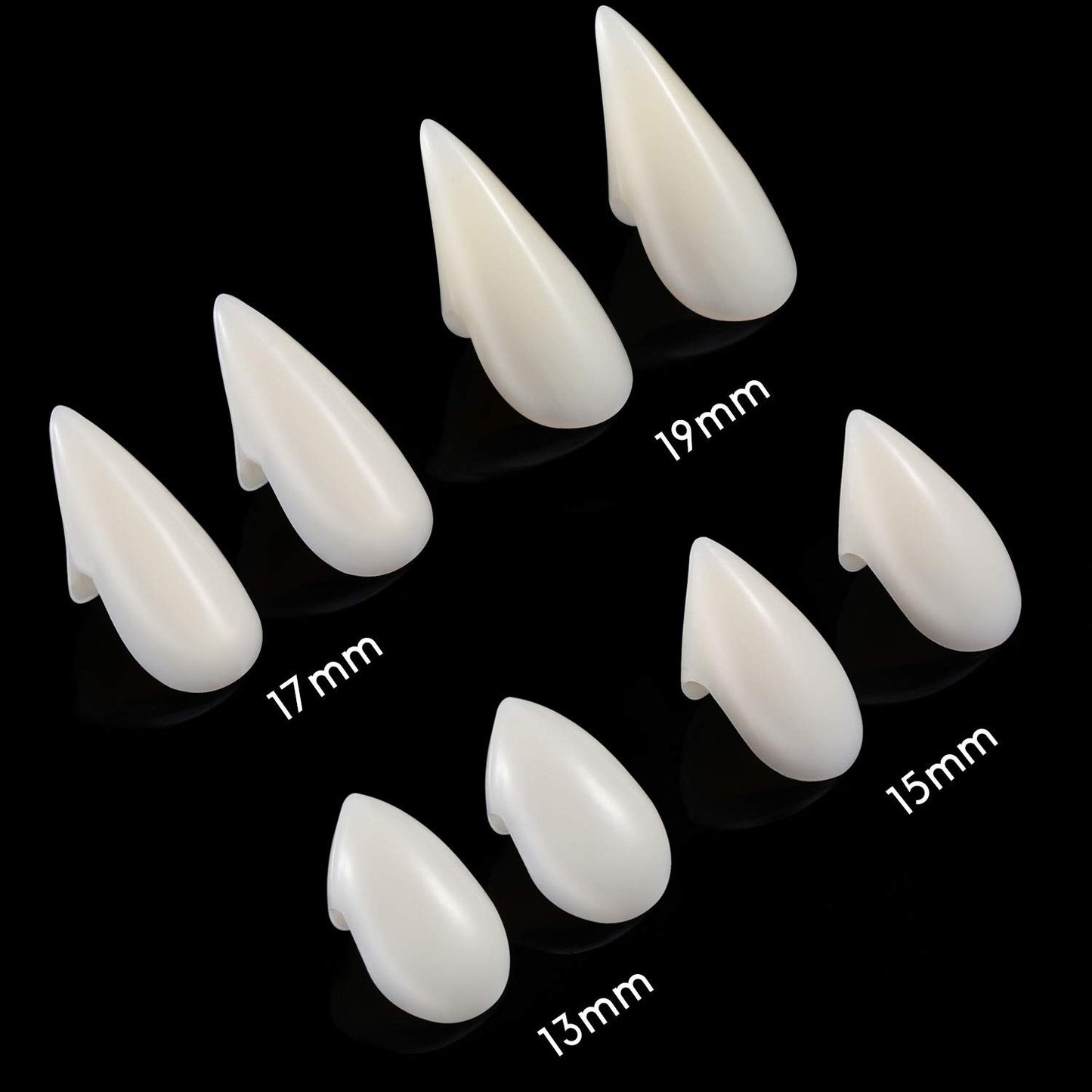 Zhanmai 12 Pairs Vampire Teeth Costume 4 Size Fake Fangs with 2 Tooth Pellets for Cosplay Props Halloween Party Accessories Masquerade Dentures Makeup Dress up Favors