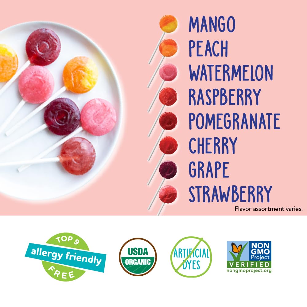 YumEarth Organic Pops Variety Pack, 250 Fruit Flavored Favorites Lollipops, Allergy Friendly, Gluten Free, Non-GMO, Vegan, No Artificial Flavors or Dyes
