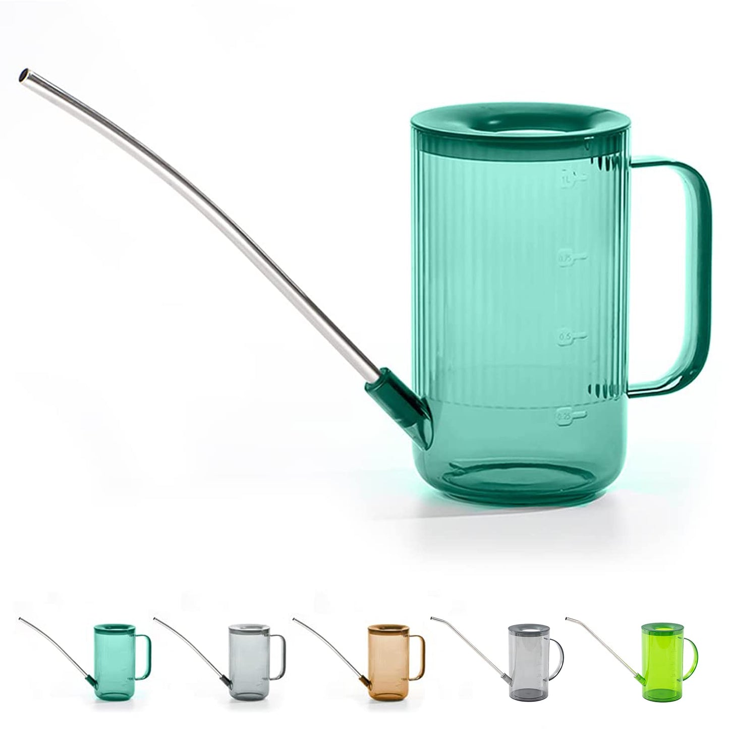 Long Spout Watering Can Indoor, Small Watering Cans for House Plants, Flowers, Succulents 33.8oz(Green)