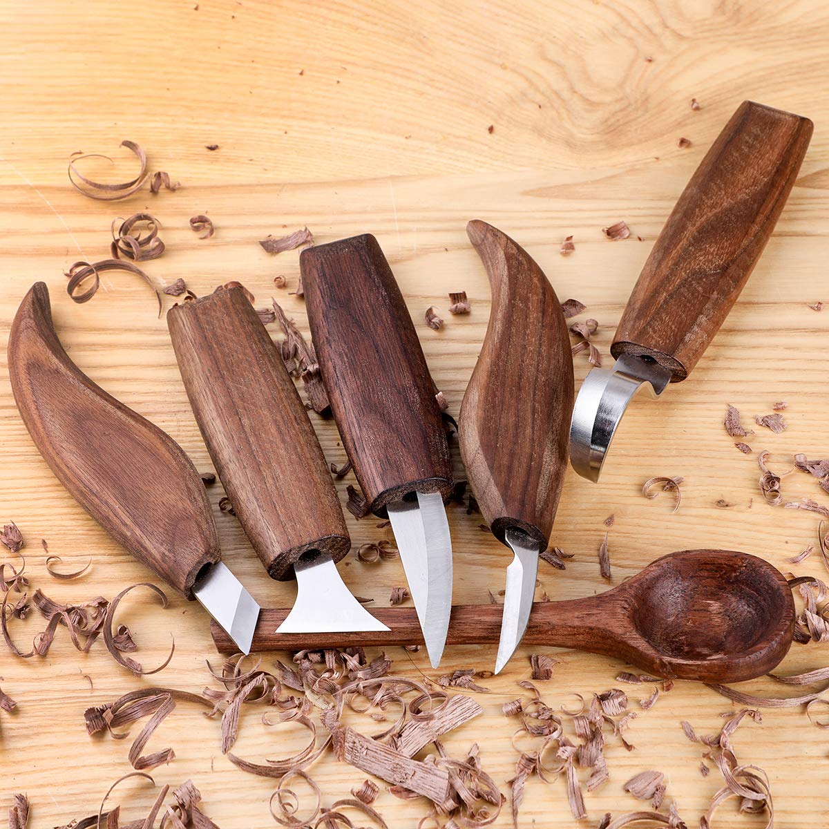 Wood Carving Tools Set,Detail Wood Knife,Hook Carving Knife Kit for Beginners,Trimming Knife for Spoon Bowl Cup Pumpkin Woodwork, Chip Carving Knife Kit,Square Handle Design(6pcs)