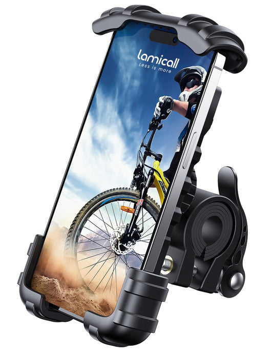 Lamicall Bike Phone Holder, Motorcycle Mount - Motorcycle Phone Holder, Handlebar Cell Phone Clamp, Scooter Phone Clip for iPhone 16 Pro Max/Plus, 15 Pro Max, S10, S20, More 4.7" to 6.8" Smartphones
