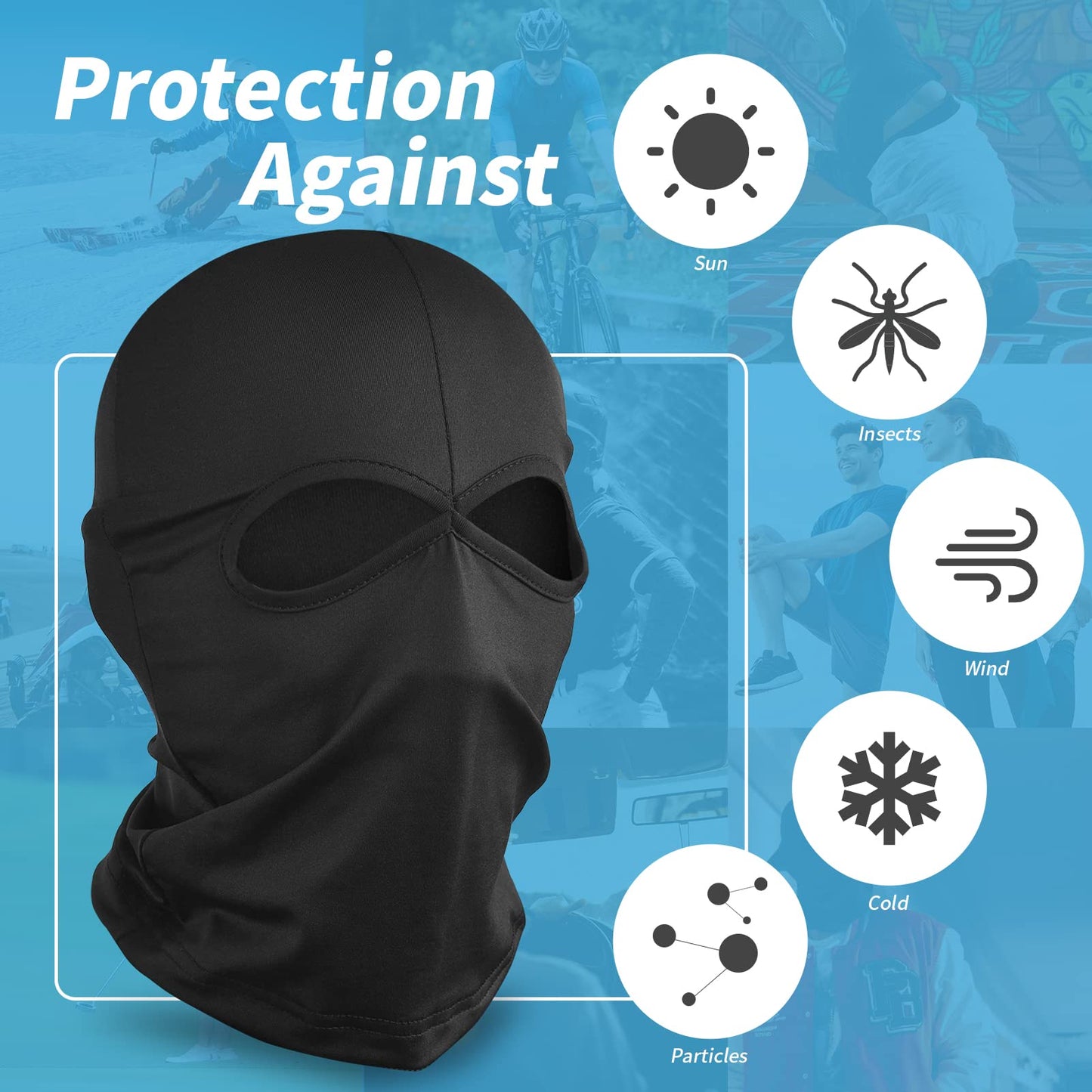YESLIFE Black Ski Mask, Balaclava Face Mask for Men and Women, Boys and Girls – Cosplay Costume Accessory for Halloween Party