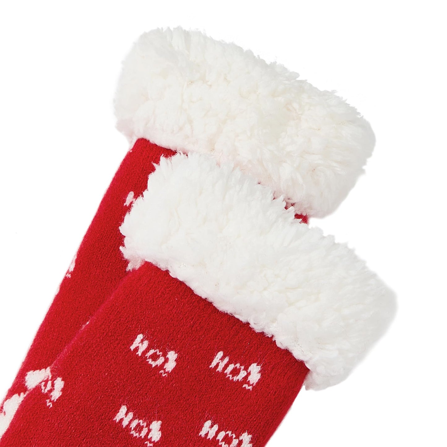 Zando Kids Christmas Socks Baby Fuzzy Slipper Socks for Toddler Girls Boys Winter Santa Claus Red 3-6 Years
