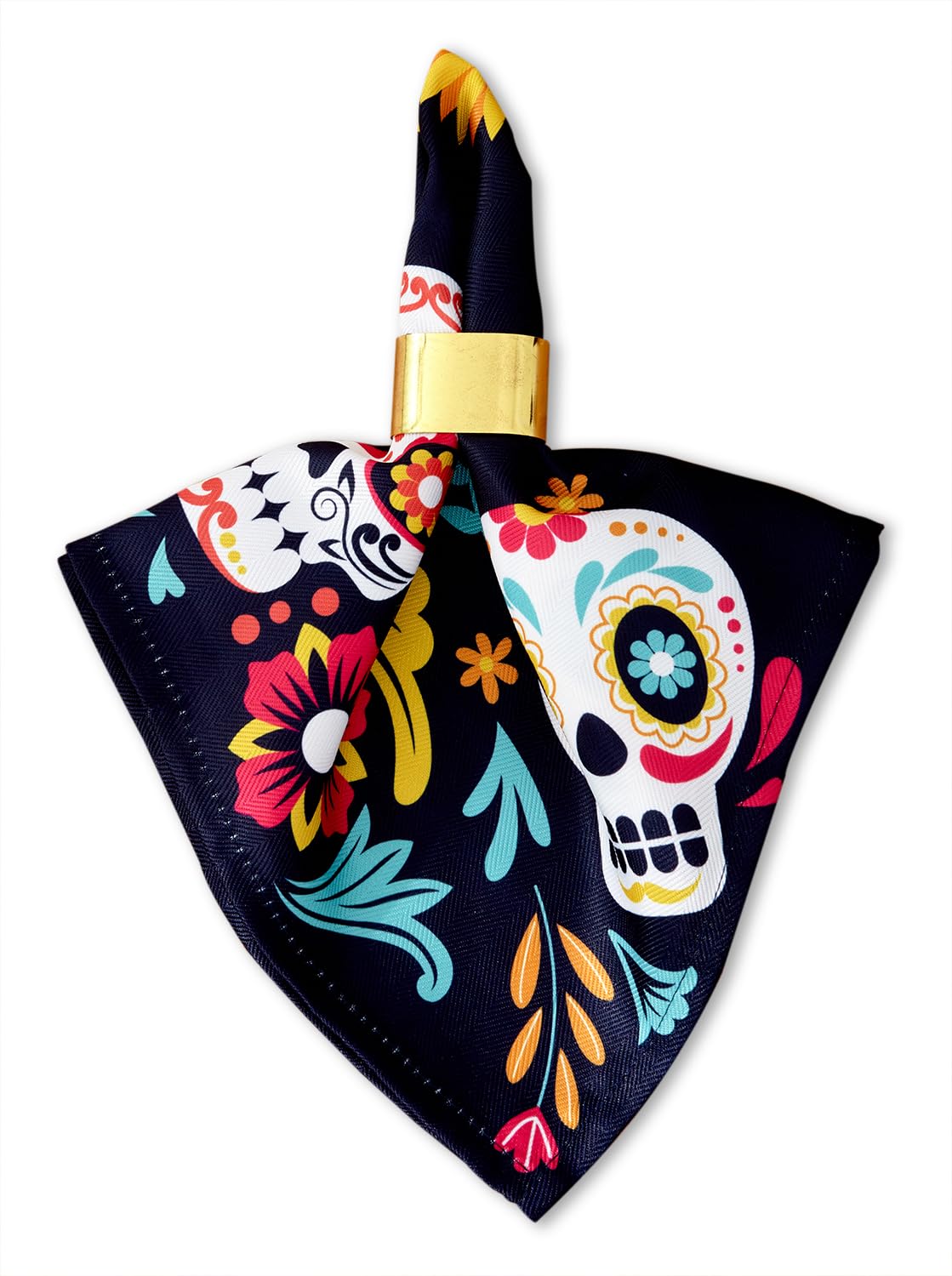 YiHomer Day of The Dead Halloween Tabletop - Dia De Los Muertos Floral Skeleton Mask, Cinco De Mayo Mexican Fiesta Party Home Kitchen Dining Room Decor, Sugar Skull, Napkin Set, 20 x 20