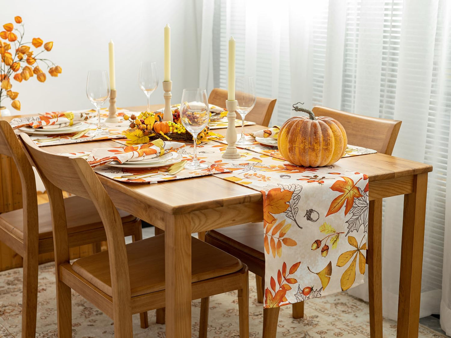 YiHomer Fall Thanksgiving Tabletop Collection for Kitchen Dining Decoration Parties Harvest, Fall Leaves, Napkin Set, 20 x 20