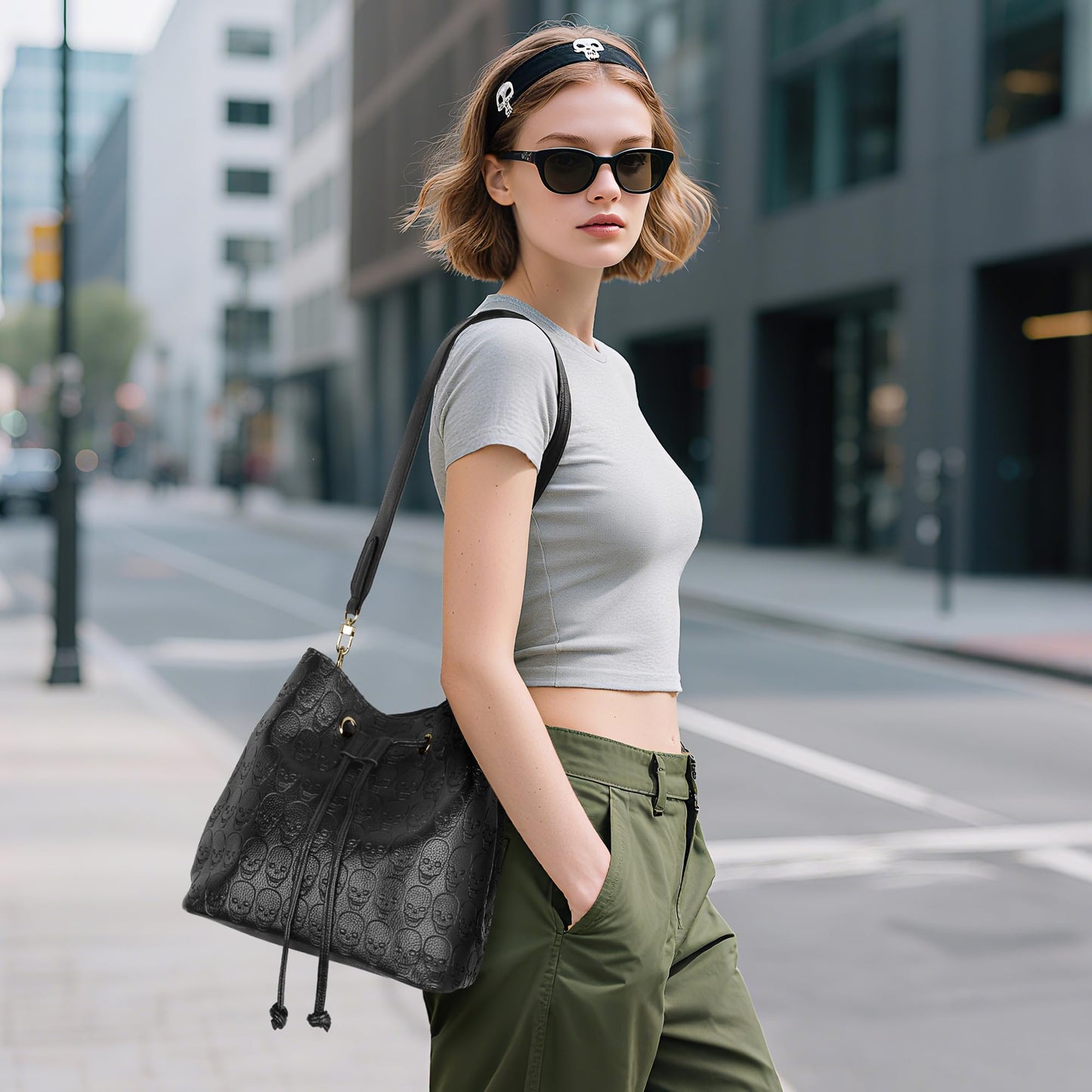 Womens Hobo Tote Bag Faux Leather Shoulder Bag for Women Bucket Bag Hobo Handbag Fit for Dating, Working, Shopping