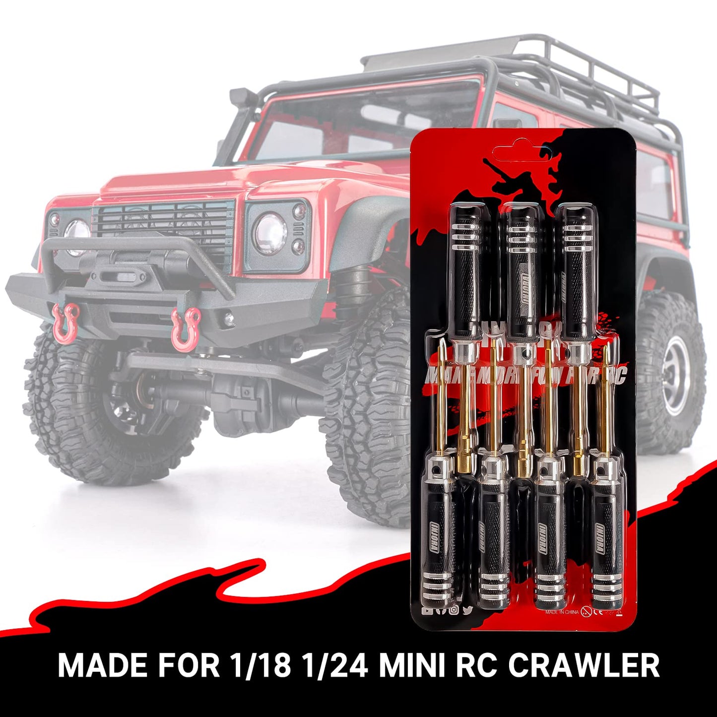 INJORA Short Handle Hex Screwdriver Nut Driver Tool Kit for 1/18 1/24 RC Mini Crawler Car TRX4M SCX24 FCX24,7PCS