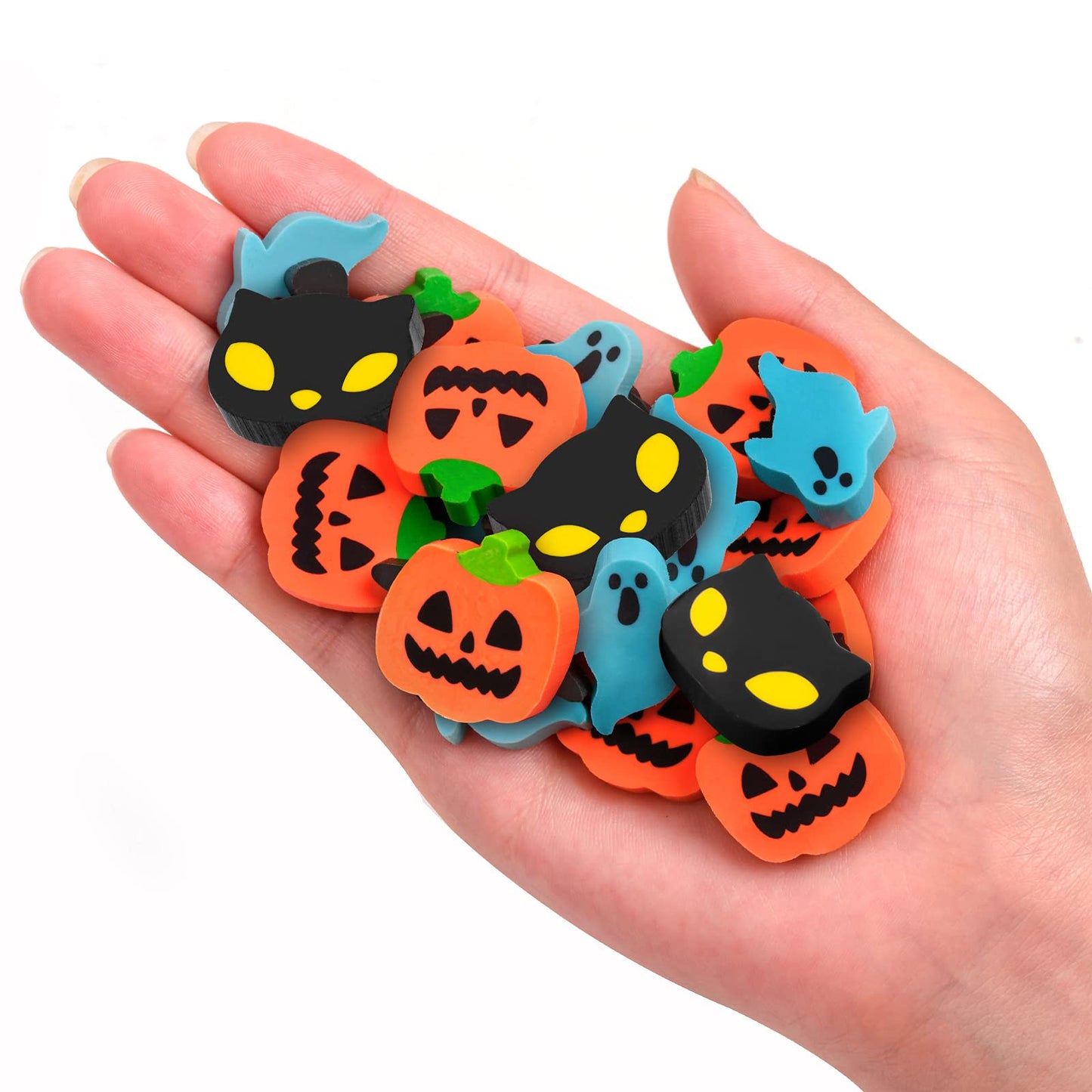 YGAOHF 60 Pack Mini Erasers - Cute Halloween Pumpkin Ghost Bat Erasers, Trick or Treat Party Favors, Halloween Decorations