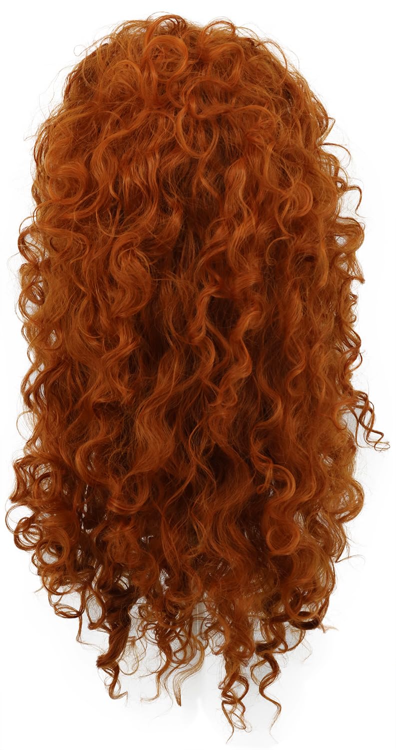 yuehong Womens Long Curly Orange Wig Red Curly Wig Heat Resistant Synthetic Fibers Fluffy Cosplay Costume Hair for Anime Party