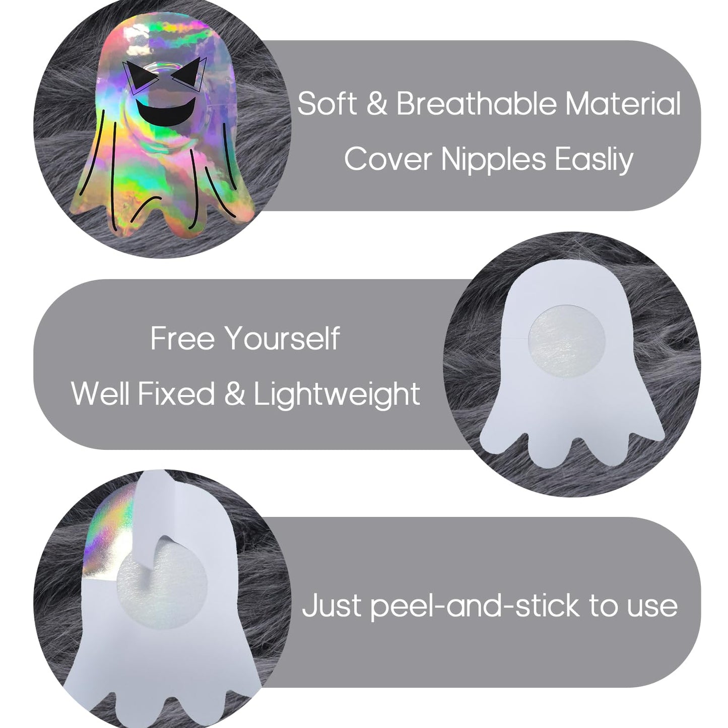 Ypser 10 Pairs Halloween Breast Petals Multi Colors Nipple Cover Disposable Satin Pasties