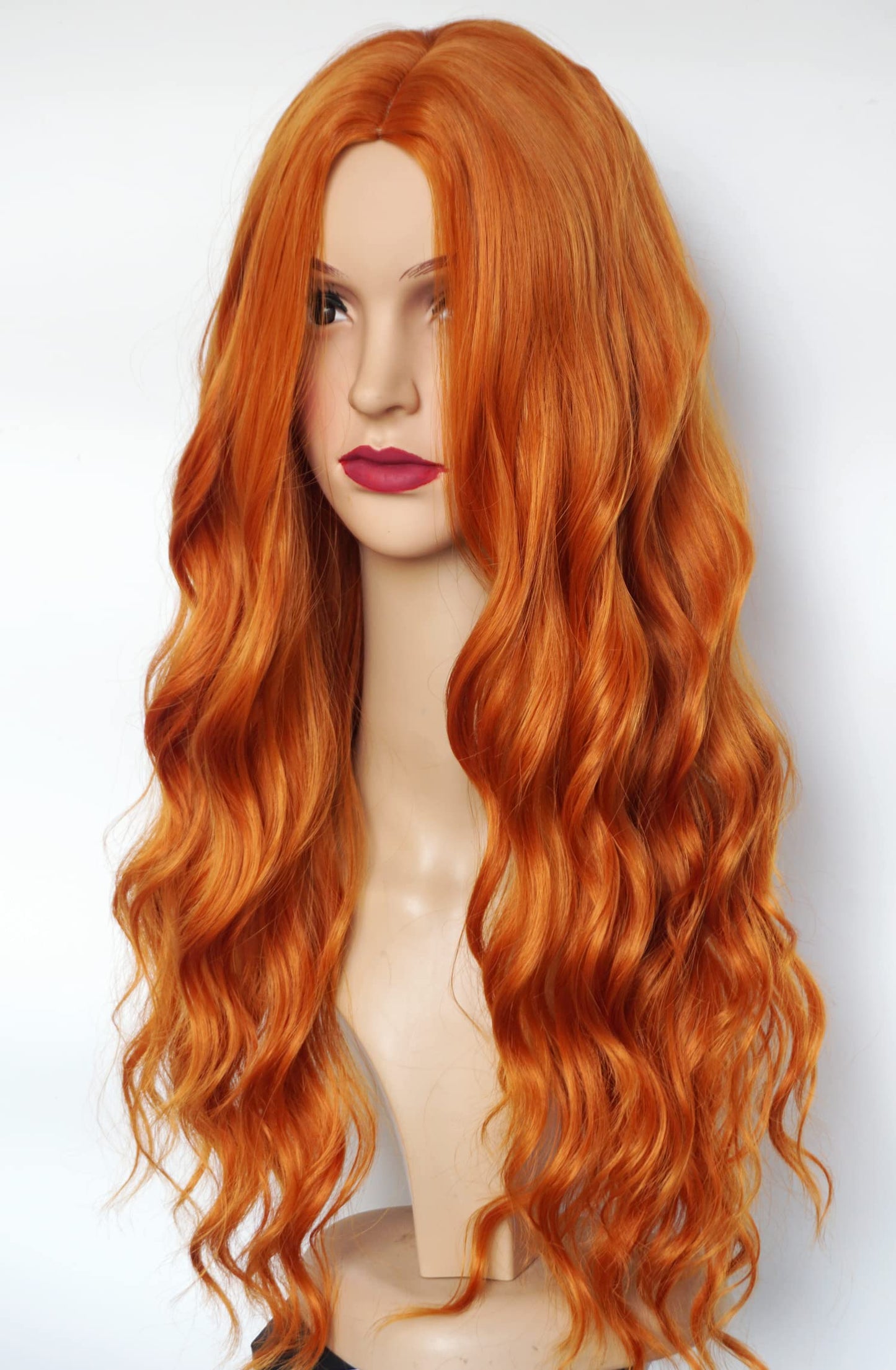 Long Ginger Wigs ginger red wig braids wigs long red curly wig synthetic Heat Resistant Fiber Halloween Costume Wig for Women(ginger)