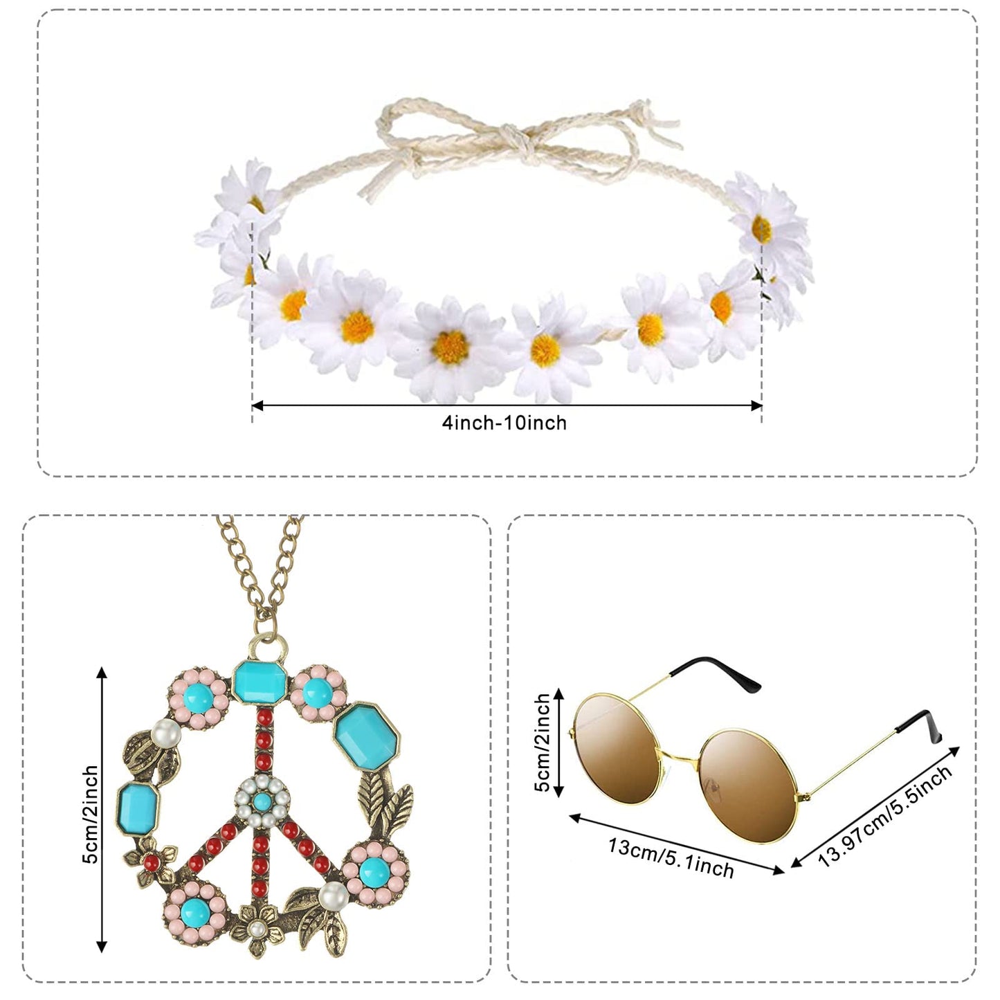 Zhanmai 4 Pieces 60s 70s Outfits for Women Disco Hippie Costume Cowgirl Fringe Vest Bohemia Headband for Halloween Cosplay(XL)