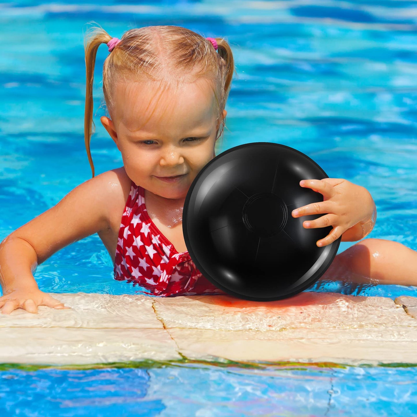 Yinder 24 Pieces Black Inflatable Ball 6 Inches Halloween Pool Floating Ball Halloween Party DIY Gothic Decorations for Holidays Water Games Party Supplies