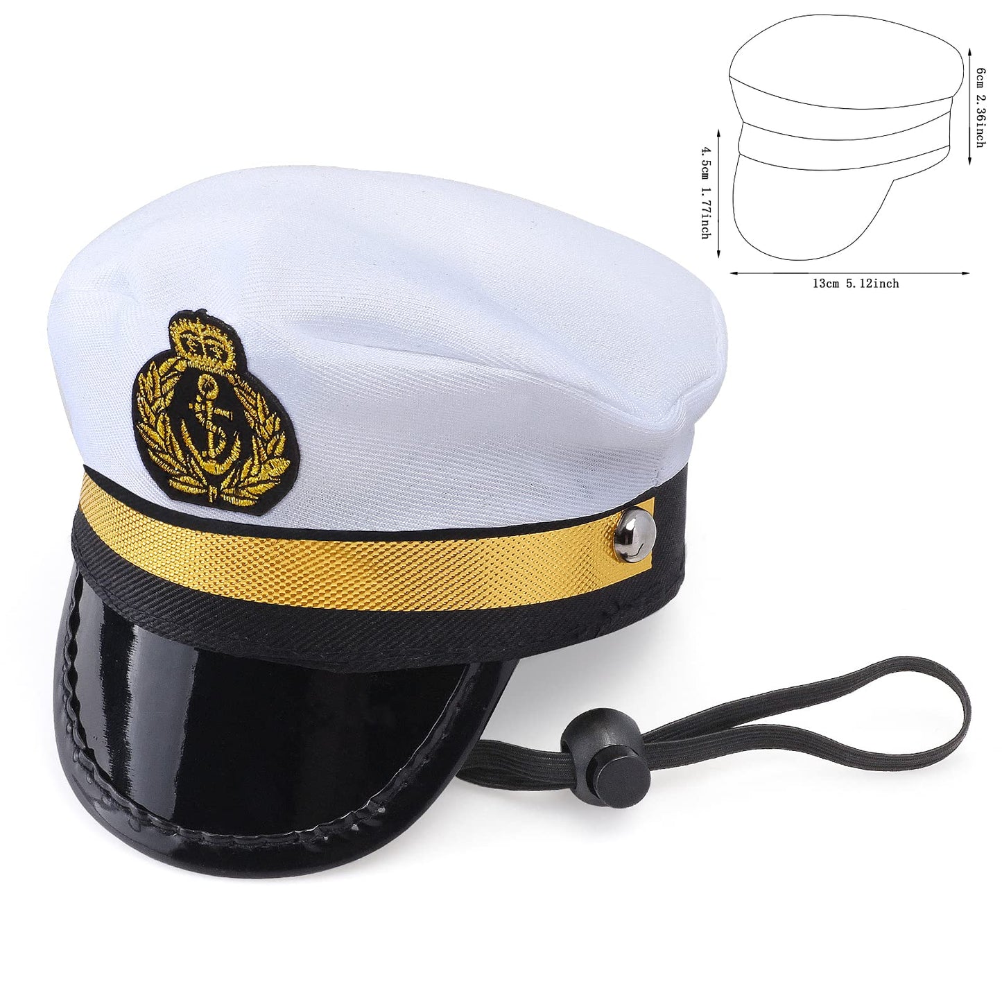 Yewong Pet Captain Sailors Costume Set Dog Cat Sea Captain Hat with Pet Anchor Triangle Bibs Scarf for Cat Puppy Navy Halloween Cosplay Costume Accessories Photo Props (White-B)