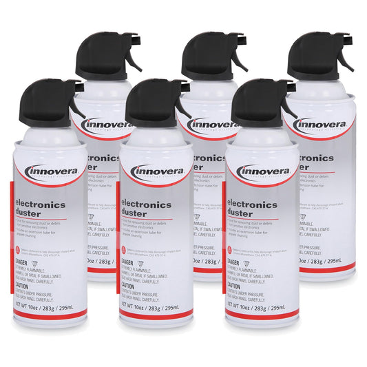 Innovera Compressed Air Duster Cleaner, 10 oz Can, 6/Pack