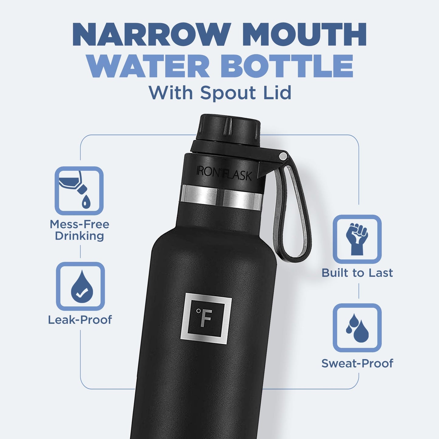 IRON °FLASK Camping & Hiking Hydration Canteens - 3 Lids (Narrow Spout Lid) Leak Proof Vacuum Insulated Stainless Steel - Hot & Cold Double Walled Sports Water Bottle - Cashmere Cream, 24 Oz