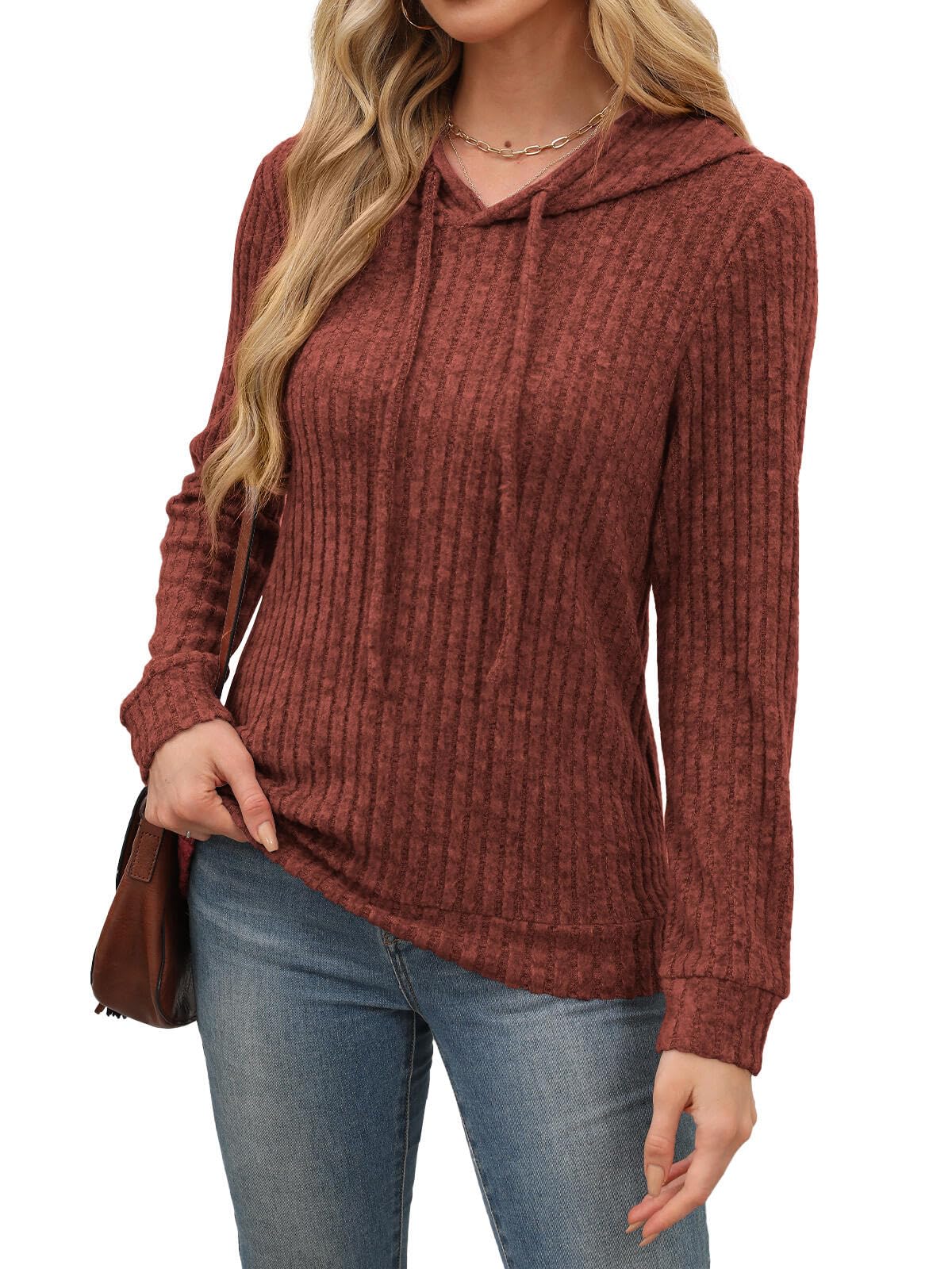 Womens Sweaters Early Fall Fashion Clothing 2025 Long Sleeve Shirts for Women Blouses Dressy Casual Hoodies Cute Tops Trendy Sweatshirts Christmas Holiday Halloween Outfits Winter Clothes Caramel M