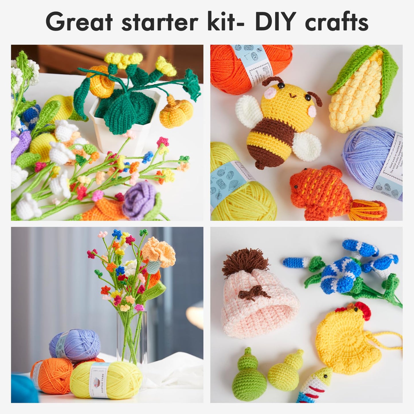 INSCRAFT Crochet Kit for Beginners Adults, 30 Acrylic Yarn Skeins 1650 Yards Yarn, 105 PCS Crochet Kit with Hooks Yarn Set,includes Canvas Tote Bag, Ideal Starter Pack for Kids Professionals
