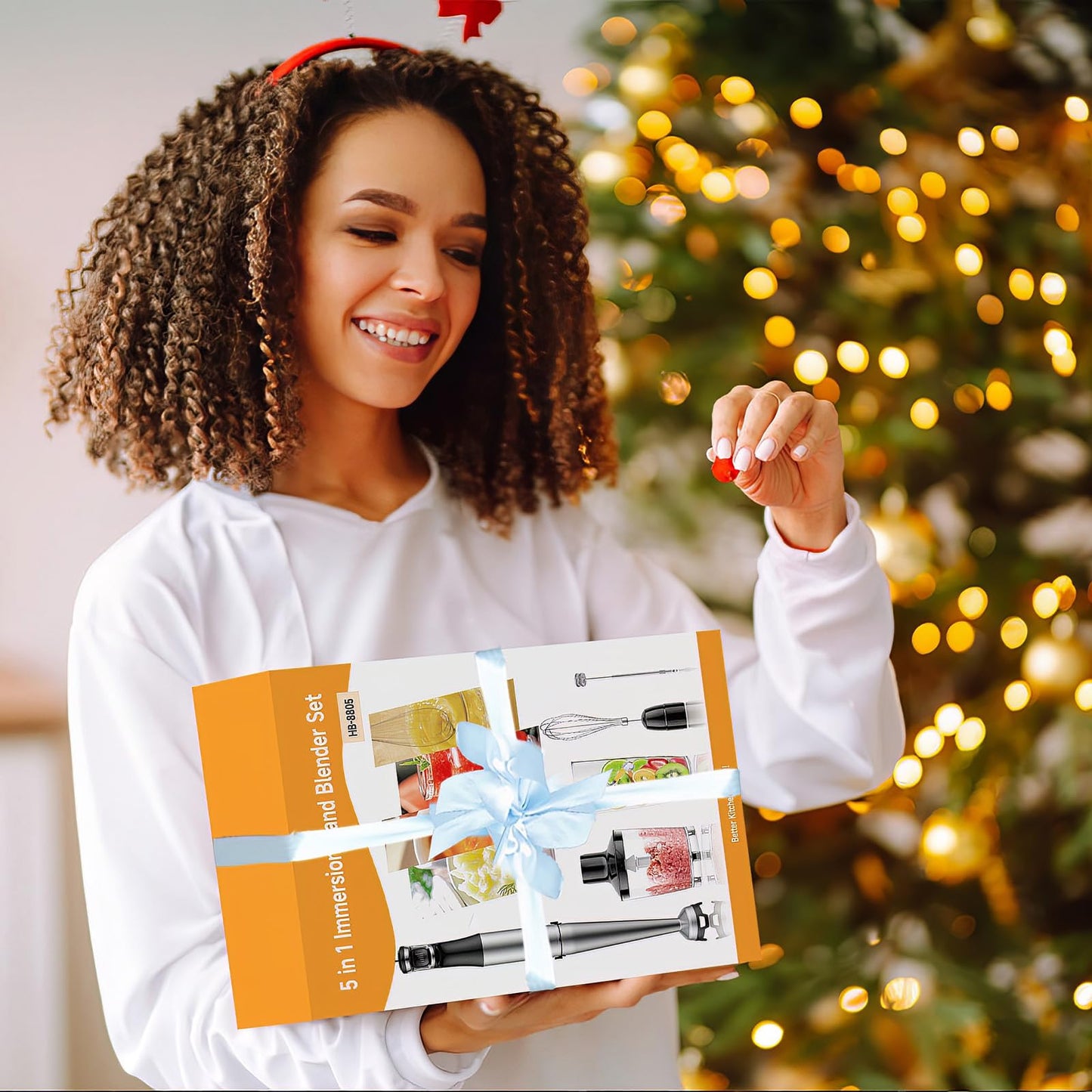 Immersion Blender Handheld Corded Hand Blenders Set 1100W, Trigger Variable Speed 5 in 1 Stick Emulsifier with Chopper, Whisk and Frother for Soup, Baby Food and Smoothies