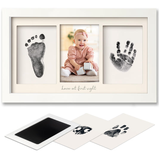 Inkless Baby Hand and Footprint Kit Boy, Girl - No Mess Ink Pad for Handprint, Clean Touch Dog Paw Print Kit, Personalized Baby Shower Gifts, Nursery Newborn Keepsake Frame (Alpine White)