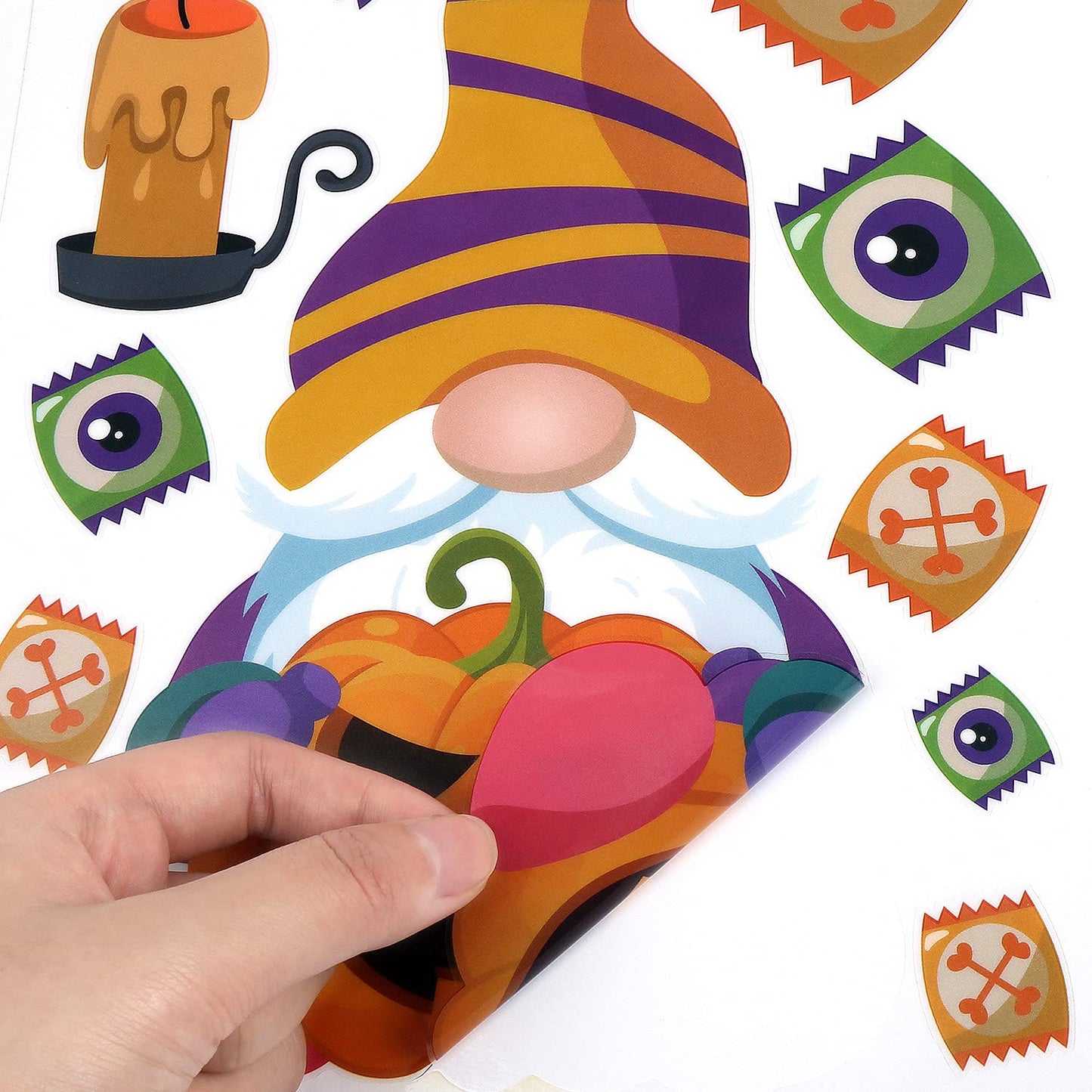 LOKIPA Halloween Gnome Window Clings Decals Decorations, 8 Sheets Window Stickers for Halloween Windows Glass Decorations
