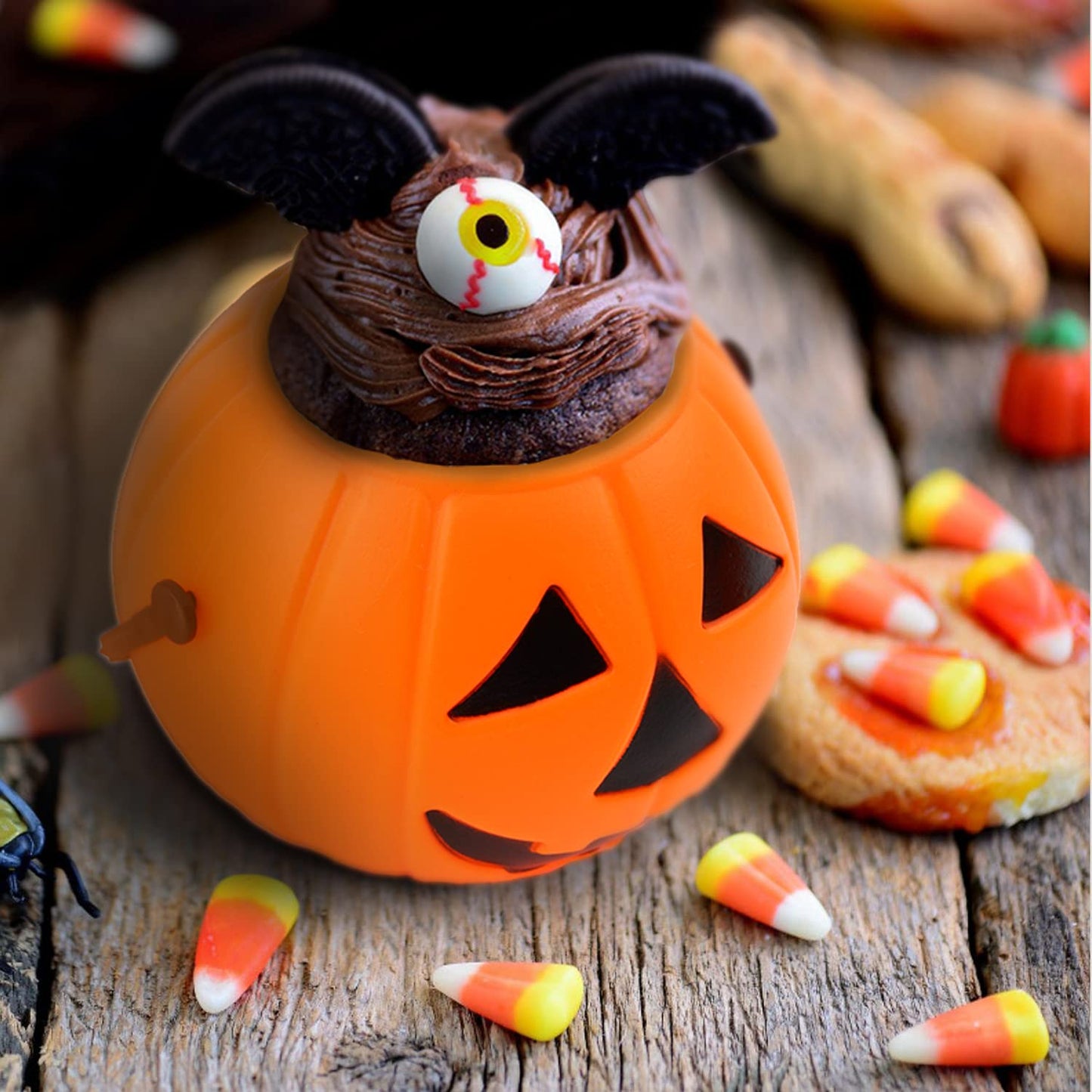 LOMIMOS 6pcs Halloween Pumpkin Bucket, Plastic Portable Multi-purposed Candy Holder for Party Favors Home Decoration Supplies