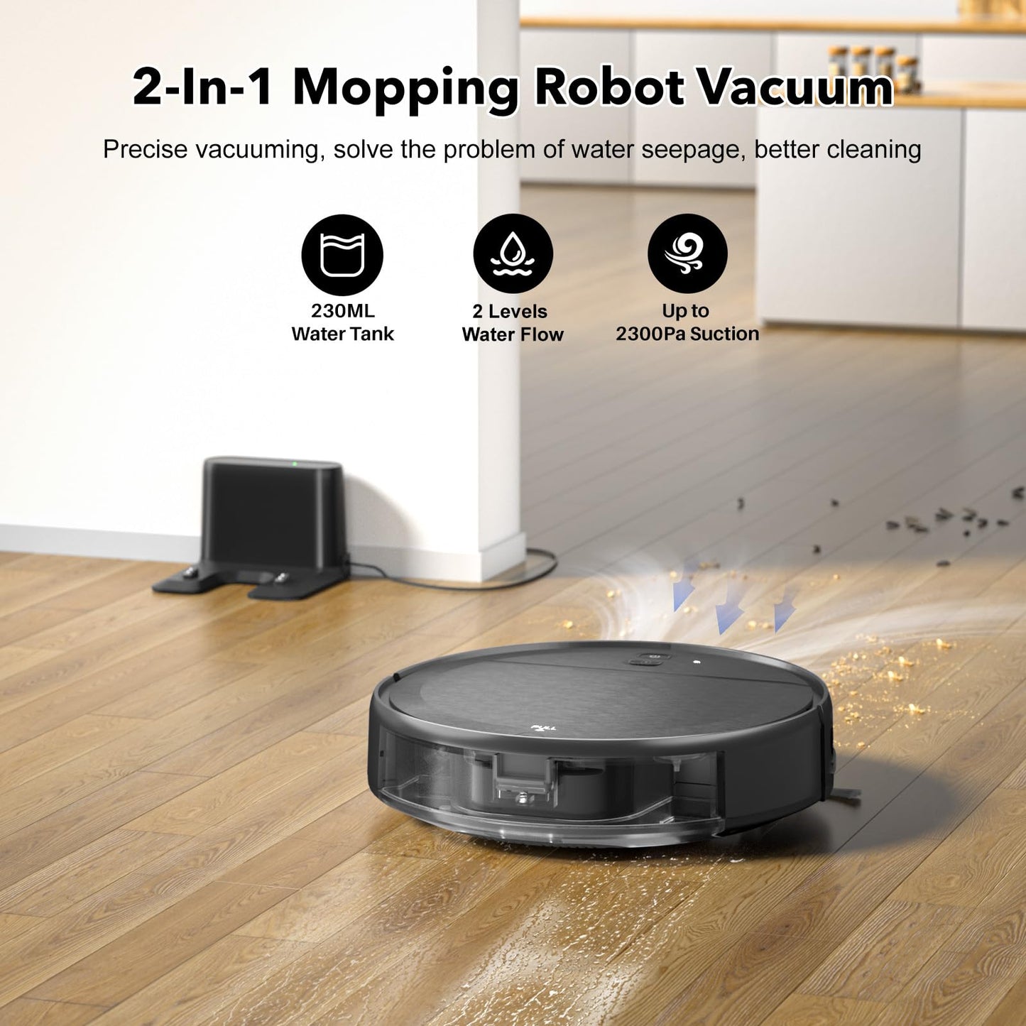 iMartine 2 in 1 Mopping and Vacuuming Robot, Robot Vacuum and Mop Combo Compatible with WiFi/App, Robotic Vacuum Cleaner Self-Charging, Slim, Ideal for Pet Family, Hard Floor, Hair, Low Pile Carpet
