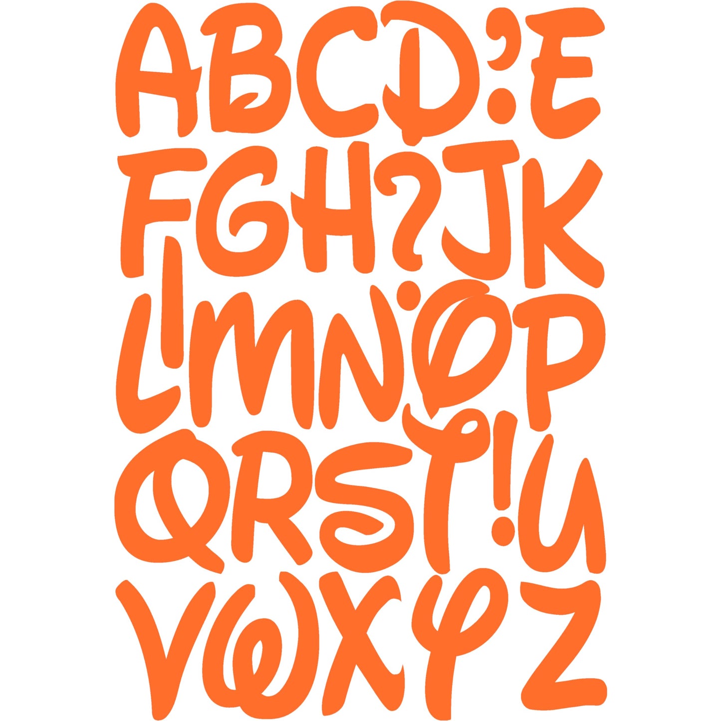 IRON 'EM Orange Iron On Letters for Fabric, Clothing, Custom Tshirt, DIY Craft for Kids, Adults, and Toddlers 2" Felt Letters for Fabric, Heat Transfer Letters. Disney Mickey Mouse Font. 2 Sheets