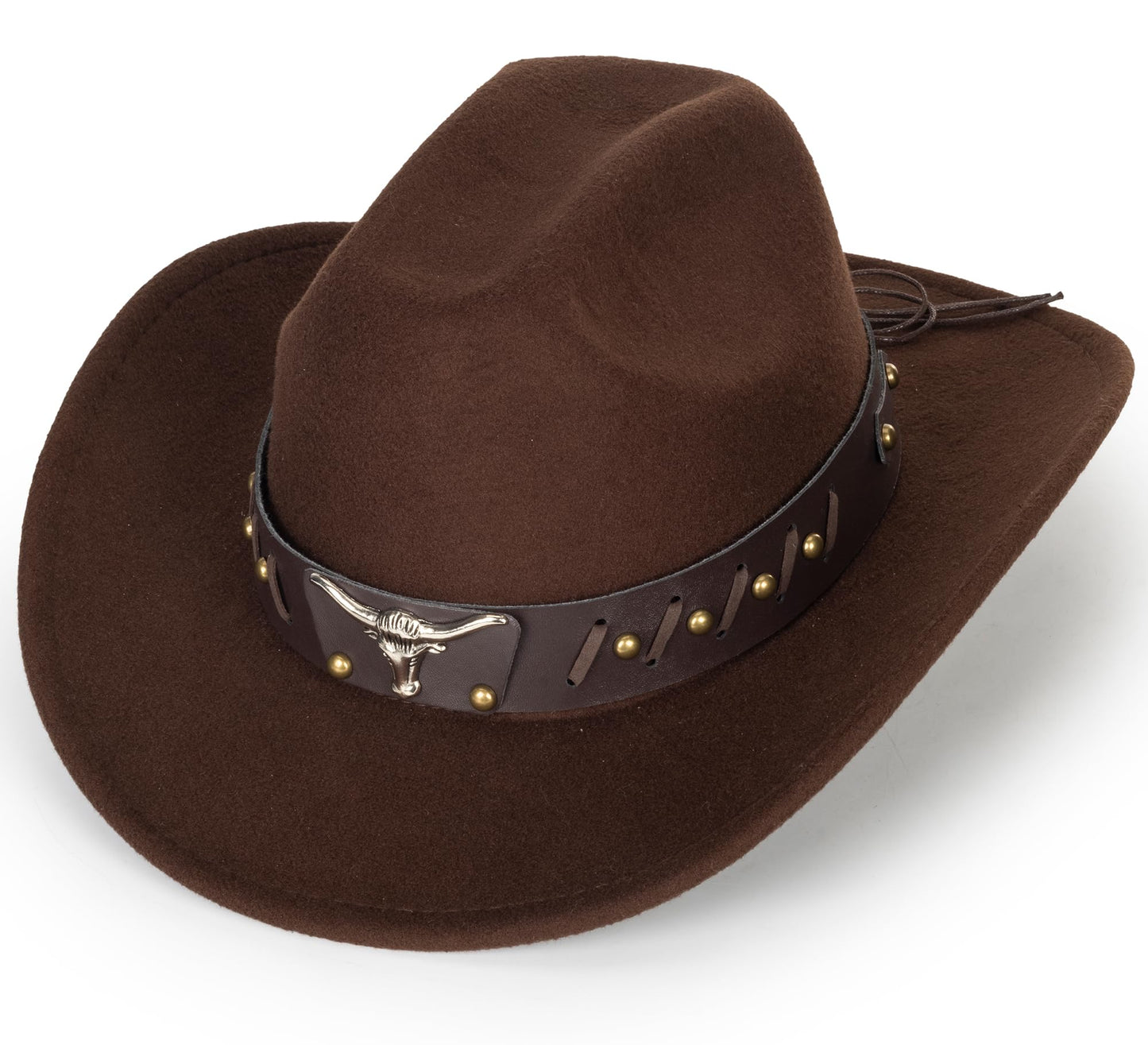 Womens Western-Cowboy-Hats Classic Felt-Hats - Rodeo Wide-Brim-Cowgirl Jazz-Hat with Buckle Belt(Lagre)