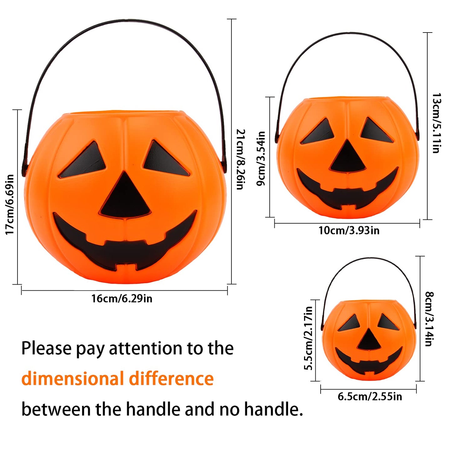 LOMIMOS 6pcs Halloween Pumpkin Bucket, Plastic Portable Multi-purposed Candy Holder for Party Favors Home Decoration Supplies