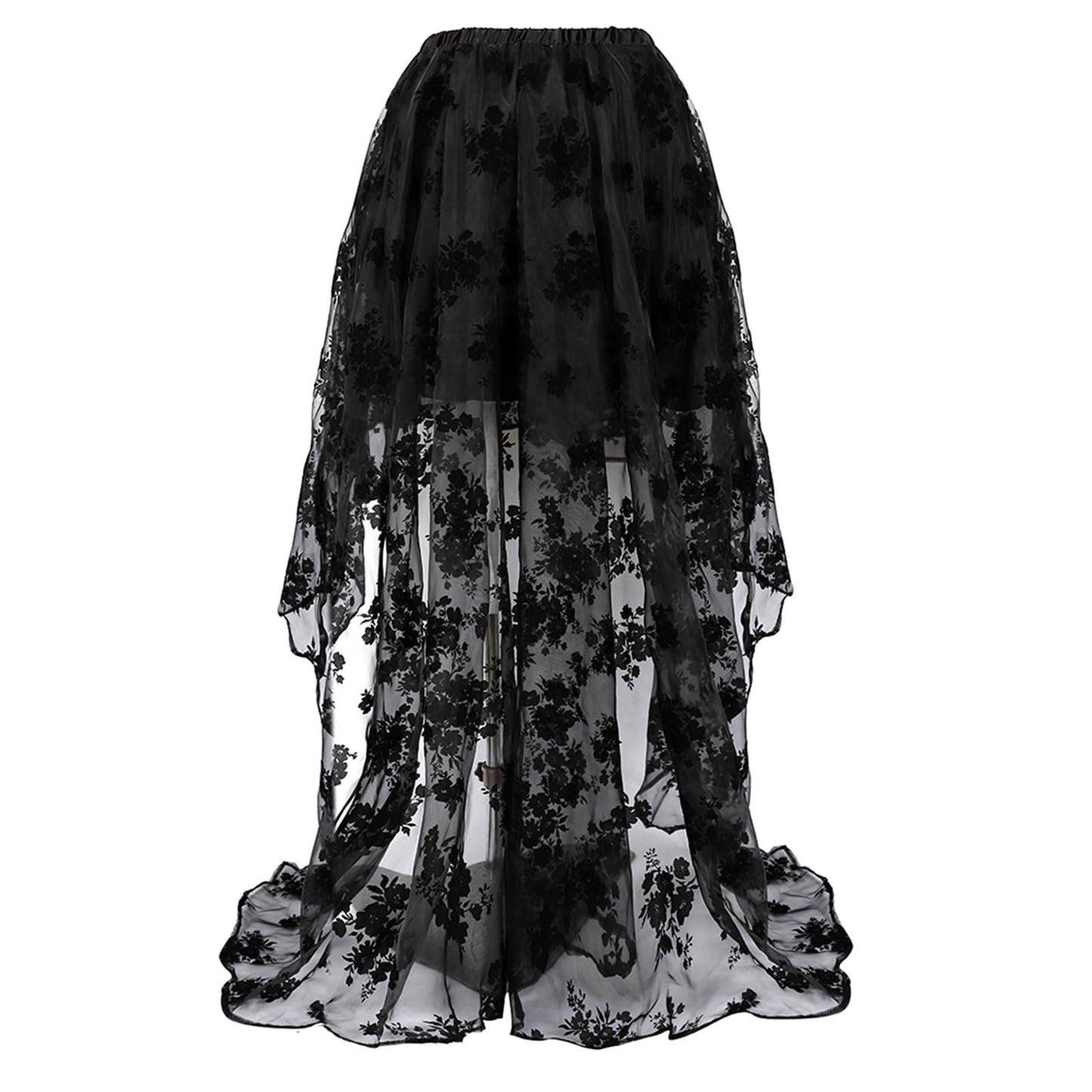 Zhitunemi Women's Steampunk Costume Victorian Skirt Corset Dress for Girls Plus Size Wedding Dressing Ruffle High Low Outfits Black XL