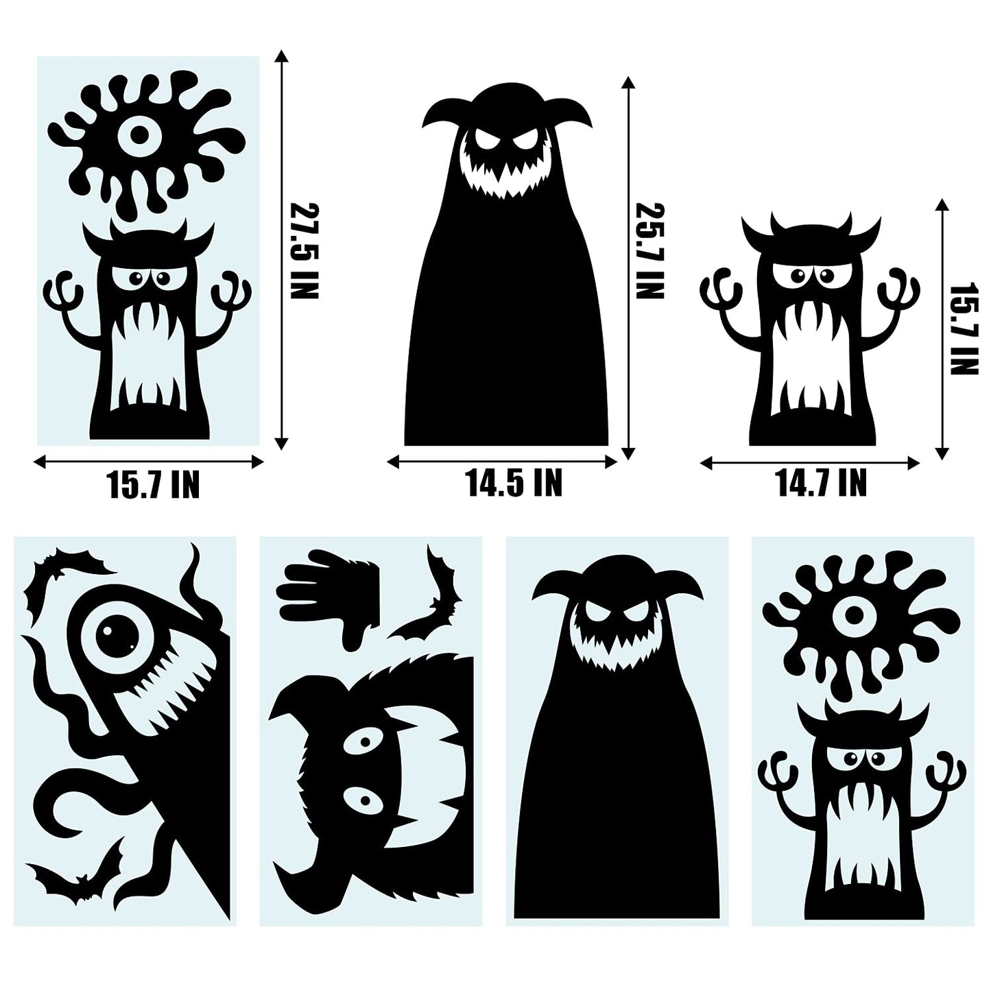 LOMIMOS Large Halloween Window Clings Decorations,Giant Silhouette Demon Ghost Window Stickers Decals for Halloween Home Decor Indoor Party Decorations