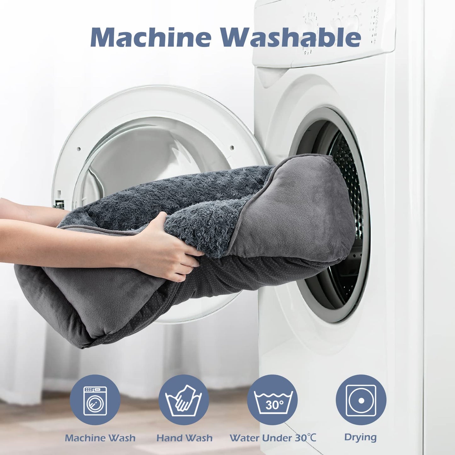 INVENHO Rectangle Washable Orthopedic Dog Bed for Small, Medium and Large Dogs, Soft Calming, Sleeping Puppy Bed Durable Pet Cuddler with Anti-Slip Bottom, S (20"x19"x6")