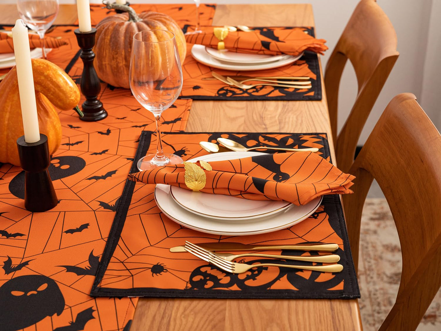 YiHomer Halloween Silhouettes Tabletop for Halloween Decorations, Dinner Parties and Scary Movie Nights, Horror Night, Napkin Set, 20 x 20