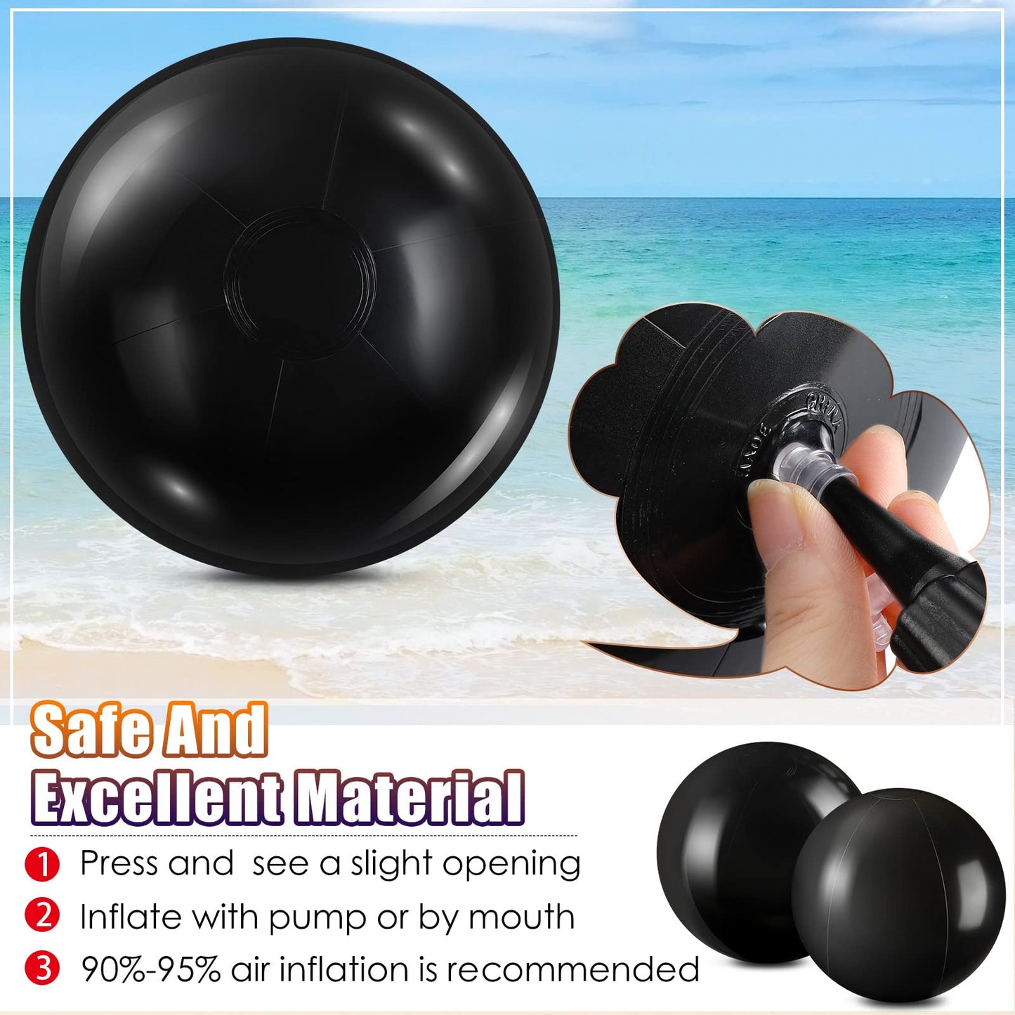 Yinder 24 Pieces Black Inflatable Ball 6 Inches Halloween Pool Floating Ball Halloween Party DIY Gothic Decorations for Holidays Water Games Party Supplies