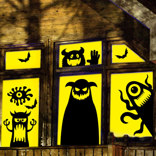 LOMIMOS Large Halloween Window Clings Decorations,Giant Silhouette Demon Ghost Window Stickers Decals for Halloween Home Decor Indoor Party Decorations