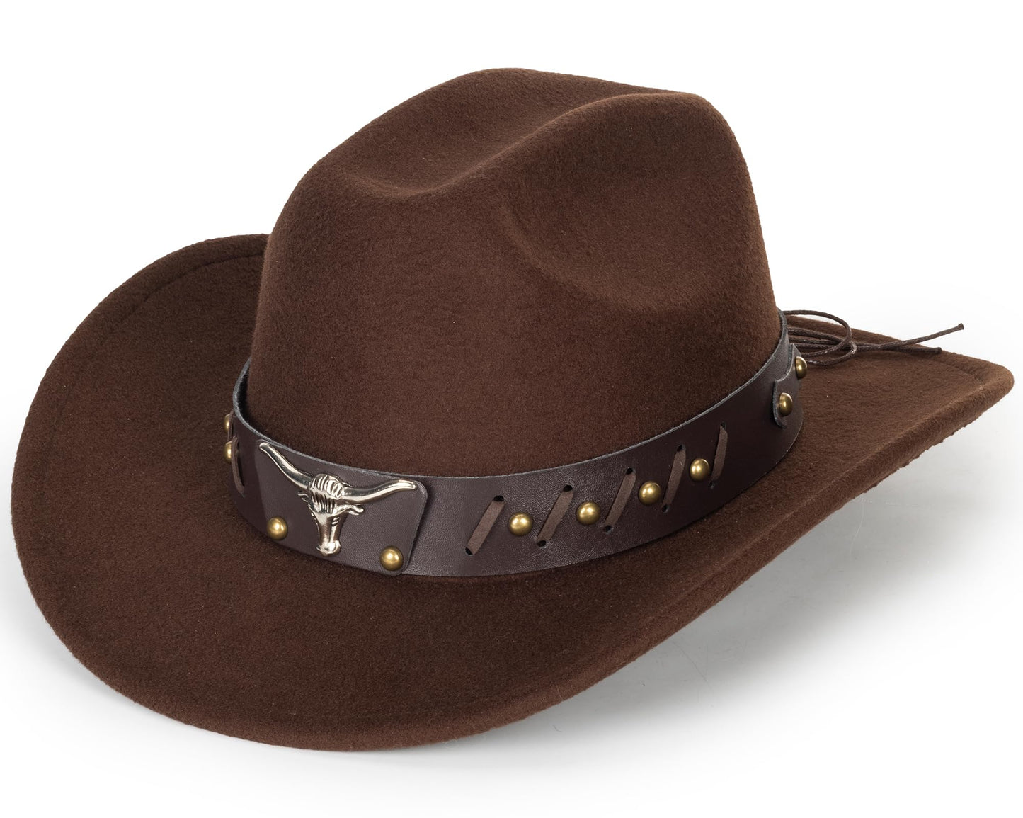 Womens Western-Cowboy-Hats Classic Felt-Hats - Rodeo Wide-Brim-Cowgirl Jazz-Hat with Buckle Belt(Lagre)