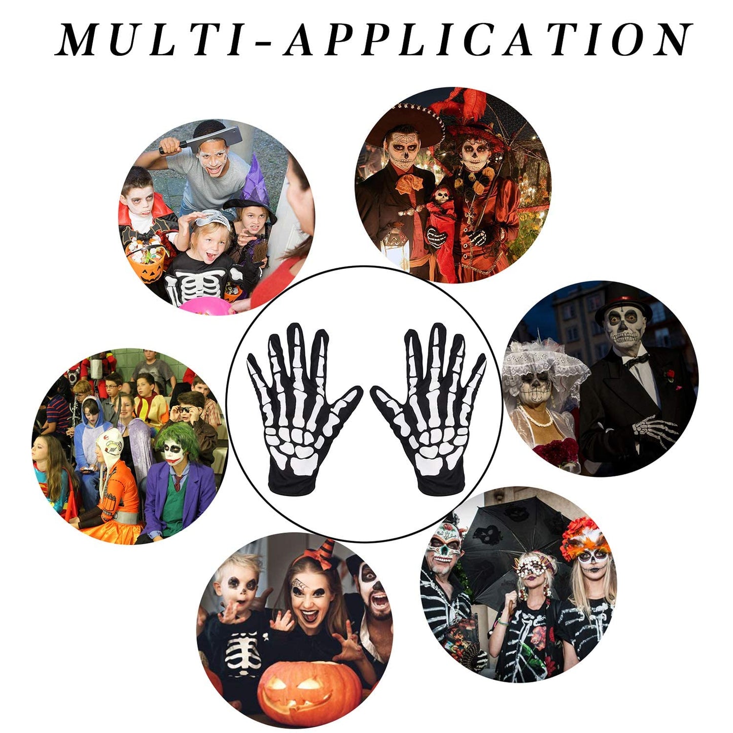 XUECHEN Halloween Skeleton Gloves,Unisex Skull Full Finger Gloves,for Costume Cosplay Men Women Accessories